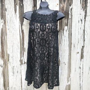Rare Free People Black Lace Mini Dress Size XS